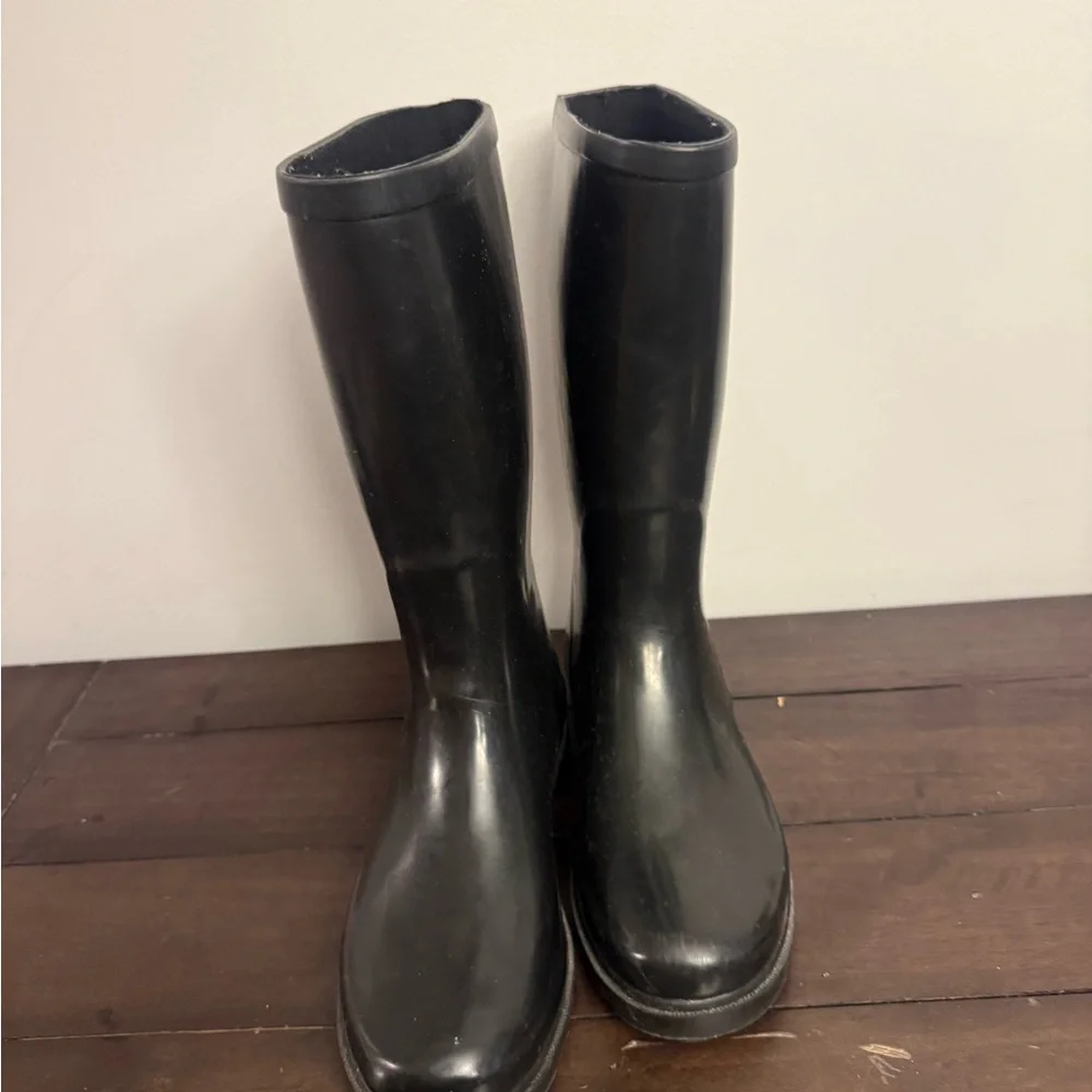Sporto Black Rubber Rain Boots Women’s Size 6 Mid Calf Waterproof Classic